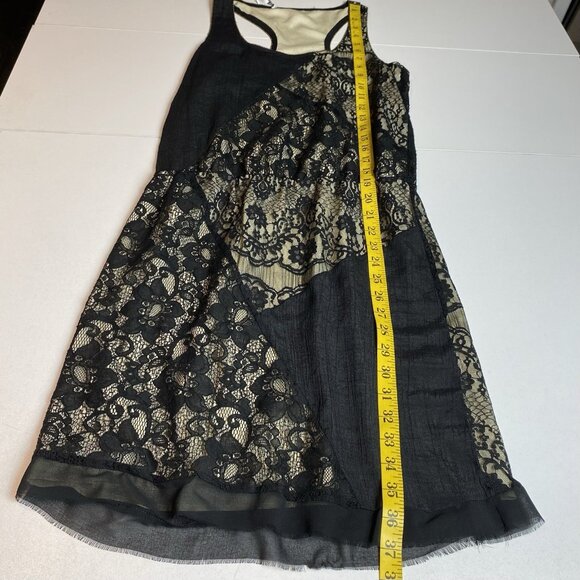 Collective Concepts Womens Dress Black Lace Frayed Hem Metal Zipper Trim Sz S - Picture 6 of 9